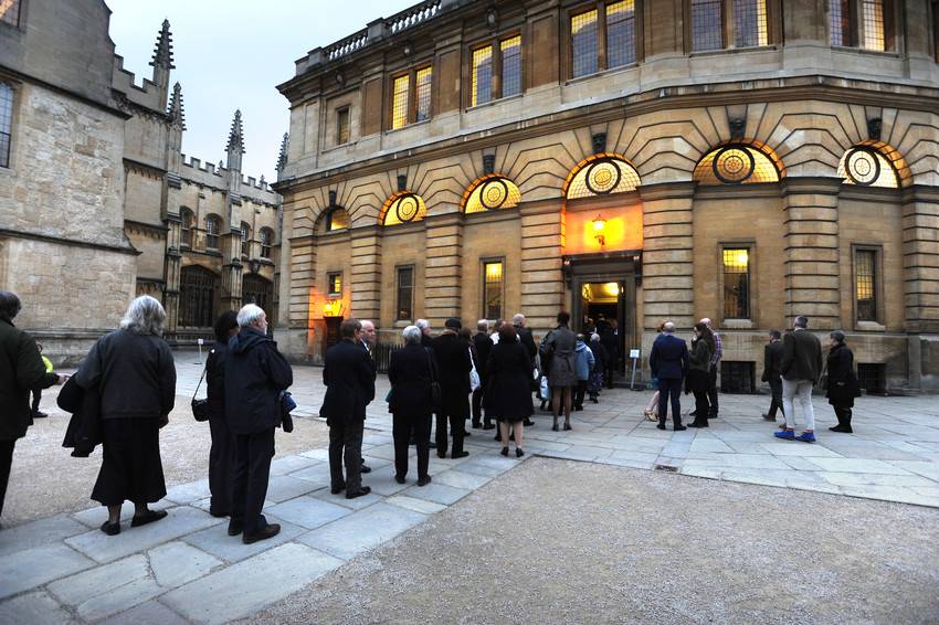 Lining up outside the historic Sheldonian Theatre prior to the ceremony