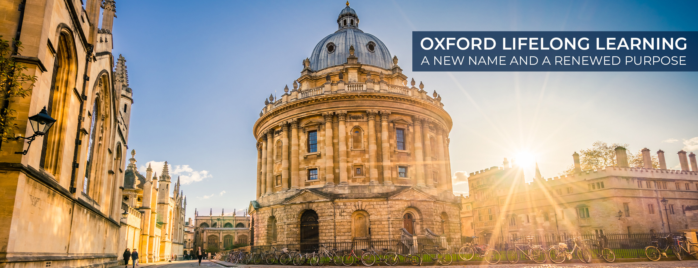 Radcliffe Camera with the copy 'Oxford Lifelong Learning'