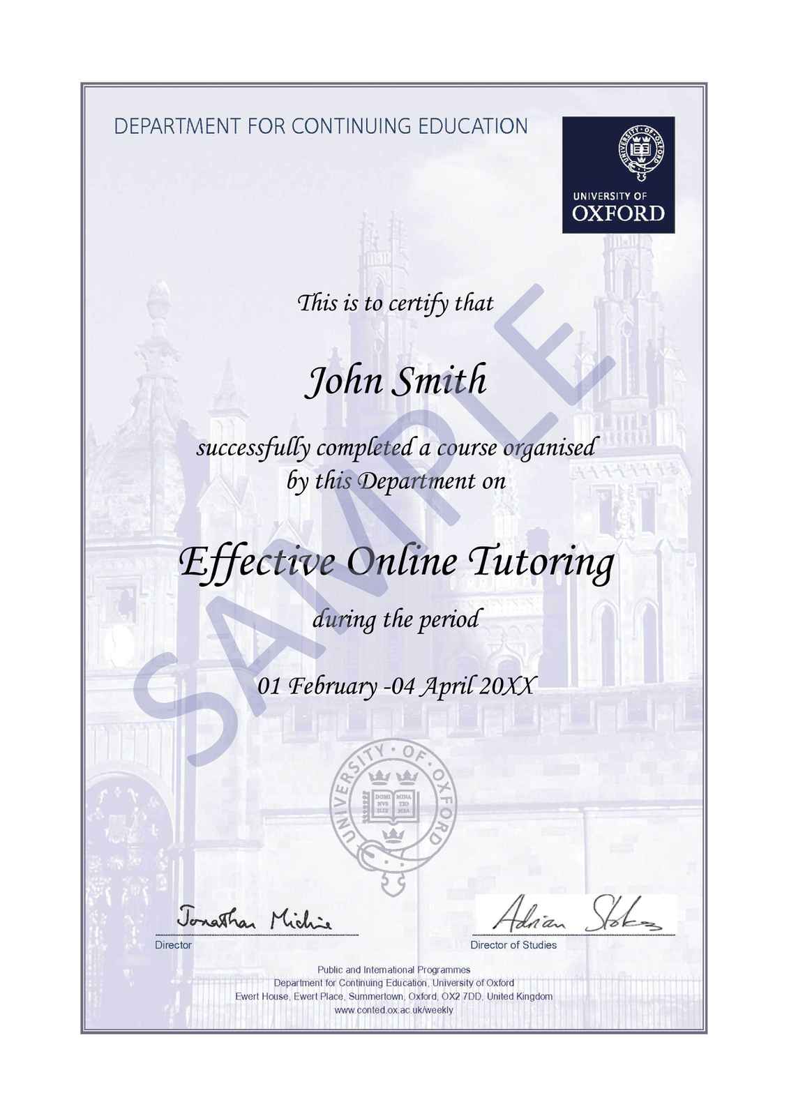 oxford online courses continuing education